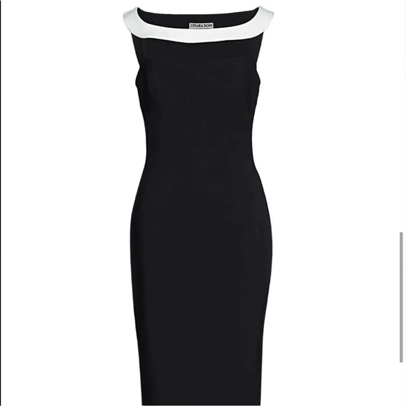 Chiara Boni Black Cocktail Dress w/White detail - Picture 6 of 6